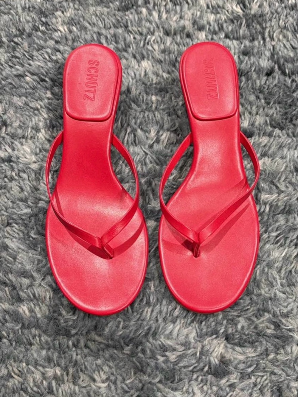 SCHUTZ Red Slim Thong Slide Sandals